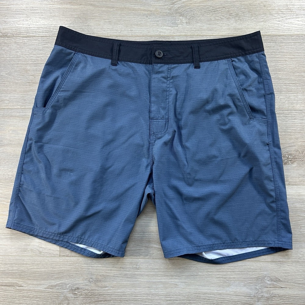 Prana Mens‎ Hybrid 8" Short Sz 38 Blue Swim Active Casual Surf Beach Summer**